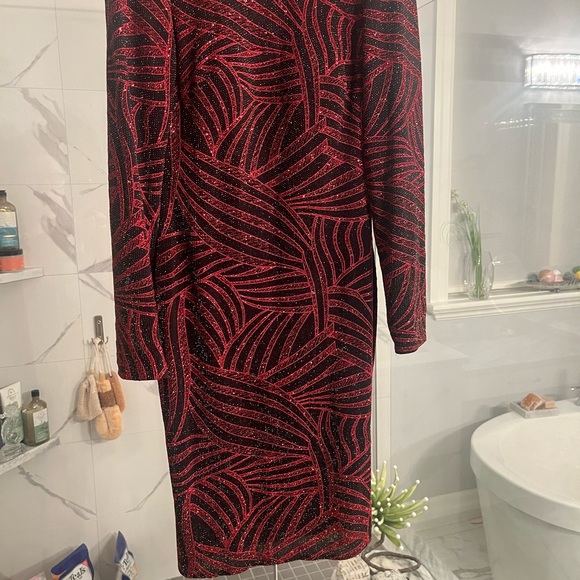 NIGHT WAY DRESS SIZE 6 art deco red black gala wedding cruise wear - Picture 3 of 16